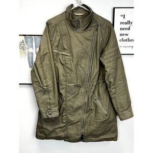 Soft Surroundings Cotton/Linen Green Moto Jacket SZ S